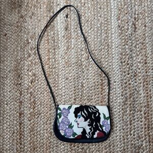 Moon Bags Patricia Smith Designs Black Needlepoint Leather Shoulder Bag Woman